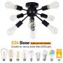 Ceiling Light Fixture Flush Mount 8 Sockets Sputnik Chandeliers Vintage Mid-century Home Improvement Decor Lamp E26 Bulbs Base, Black