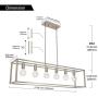 BONLICHT Modern Chandeliers 6 Lights Brushed Nickel Linear Pendant Lighting Industrial Kitchen Light Fixture Hanging Ceiling Light for Farmhouse Island Dining Room Living Room