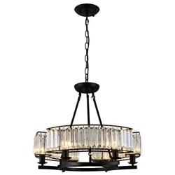 Crystal Chandelier Modern Retro Style Pendant Light Crystal Lampshade Chandelier Metal Hanging Ceiling Light Fixture Height Adjustable Hanging Lamp for Dining Living Rooms Kitchen E12