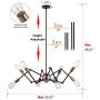 Jazava Industrial Sputnik Chandelier, 8-Lights Modern Pendant Light for Farmhouse, Hanging Light Fixture, Adjustable Swing Arms, Black and Rose Gold Finish