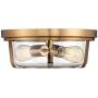 Angeline Mid Century Modern Ceiling Light Flush Mount Fixture Warm Brass 13'' Wide 2-Light Clear Glass for Bedroom Kitchen Living Room Hallway Bathroom - Possini Euro Design