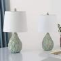 Maxax Table Lamps Ceramic Nightstand Lamps Set of 2 with White Shade Bedside Desk Lamps for Bedroom, Living Room, Office,Green Finish