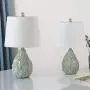 Maxax Table Lamps Ceramic Nightstand Lamps Set of 2 with White Shade Bedside Desk Lamps for Bedroom, Living Room, Office,Green Finish