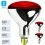 250R40/1 250-Watt, Incandescent R40 Reflector, Clear Head Lamp, Heat Flood Lamp Light Bulb, E26 Standard Medium Screw Base, 120V, 6,000 Hour Rated (Pack of 2-RED-Heat Lamps)