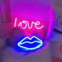 Lips Shaped Neon Signs Led Romantic Art Decorative Neon Lights Wall Decor for Christmas Gift Studio Party Kids Room Living Room Wedding Party Decoration Blue