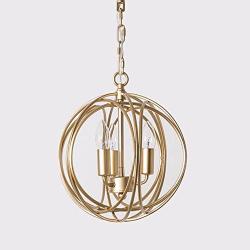 Lovedima Modern Chic Gold Sphere 3 Lights/4 Lights Iron Orb Chain Suspended Chandelier Pendant Light (3-Light)