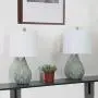 Maxax Table Lamps Ceramic Nightstand Lamps Set of 2 with White Shade Bedside Desk Lamps for Bedroom, Living Room, Office,Green Finish