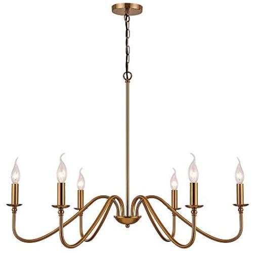 Sivilynus Brushed Brass 6 Lights Contemporary Chandelier Farmhouse Ceiling Hanging Light Fixture for Dining Room Living Room Bedromm Foyer Sivilynus Brushed Brass 6 Lights Contemporary Chandelier Farmhouse Ceiling Hanging Light Fixture for Dining Room Living Room Bedromm Foyer