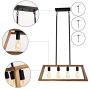 GZBtech Farmhouse Dining Room Lights, 4-Light Metal & Wood Rustic Linear Chandeliers in Black Finish, 120V 39.35 Height Adjustable Vintage Pendant Lighting Fixture for Kitchen Island Over the Tablle