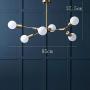 9-Lights Glass Chandelier Satin Brass with White Frosted Globes Pendant Light Branch Molecule Magic Bean Ceiling Light for Living Dining Room Bedroom