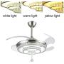 BIGBANBAN Crystal Ceiling Fan with Light and Remote,4-Blades Retractable Fans Chandelier,LED Indoor Fans Ceiling for Dining Room/Bedroom 42 inch (Sliver)