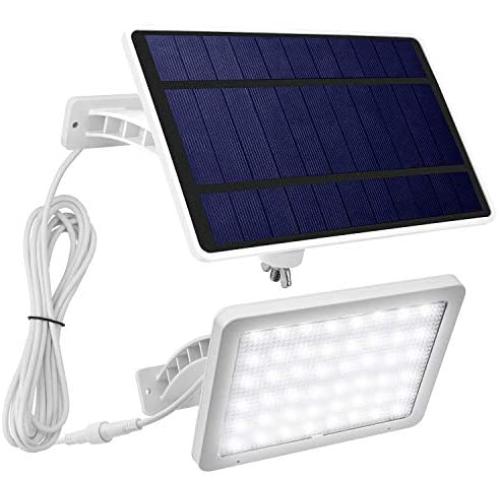 JACKYLED Bright 1000 Lumens 48 LED Solar Lights Outdoor Wall Mounted Solar Porch Lights with Extension Cord, IP65 Waterproof Solar Powered Spotlight for Garden Front Porch Balcony Garage Deck (White)