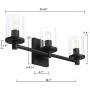 Pathson 3 Light Wall Light, Vintage Bathroom Vanity Light, Industrial Indoor Wall Sconce with Clear Glass Shade, Wall Mount Light Fixtures for Bathroom Kitchen Living Room (Black)