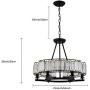 Modern Simple Round Crystal Chandelier Pendant Black Diameter 65CM Suspension Installation Ceiling Chandelier Kitchen Dining Living Room Ceiling Lamp Lighting Fixture Home Decoration