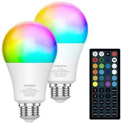 Color Changing Light Bulb, RGB LED Light Bulbs Dimmable with Remote, 900LM 9W RGBW Light Bulb - 20 Color 6 Modes A19 E26 Colored LED Bulb for Bedroom, Home Decor, Party (2 Pack)