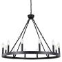 Wellmet 12-Light Black Wagon Wheel Chandelier Diam 38 inch, Farmhouse Industrial Country Style Large Round Pendant Light Fixture for Dining Room, Kitchen Island