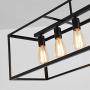 Garwarm 6 Light Rectangle Chandelier,Black Metal Linear Modern Pendant Lighting,Industrial Cage Kitchen Island Ceiling Light Fixture for Dining Room Kitchen