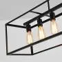 Garwarm 6 Light Rectangle Chandelier,Black Metal Linear Modern Pendant Lighting,Industrial Cage Kitchen Island Ceiling Light Fixture for Dining Room Kitchen