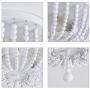 Q&S Hallway Bedroom Light Fixture Ceiling Flush Mount,White Wood Beaded Vintage Boho Chandelier,Small Farmhouse Ceiling Light Fixture for Stairway Gazebo Locker Dining Room,3 Lights