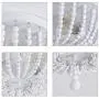 Q&S Hallway Bedroom Light Fixture Ceiling Flush Mount,White Wood Beaded Vintage Boho Chandelier,Small Farmhouse Ceiling Light Fixture for Stairway Gazebo Locker Dining Room,3 Lights