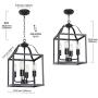 MELUCEE Lantern Chandelier 4 Lights Black Farmhouse Pendant Light, Industrial Vintage Dining Room Lighting Fixtures Hanging Kitchen Island Lighting Foyer Chandelier
