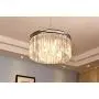 Modern Crystal Chandelier with 2 Tiers Ceiling Light Pendant Crystal Lighting Fixture 5 Lights for Dining Room, Living Room