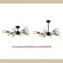JHLBYL Sputnik Chandeliers 8 Lights Modern Pendant Lighting Black Vintage Semi Flush Ceiling Light Fixture for Kitchen Dining Room Living Room, Golden Lamp Holder