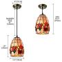 LITFAD Tiffany LED Pendant Lighting Fruit Pattern Shell Bell Shade One Light Mini Pendant Lamp Ceiling Hanging Light for Dining Room Restaurant Coffee Shop Bar
