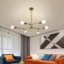 Garwarm Sputnik Chandelier Modern 6 Lights Brushed Brass Pendant Lighting Gold Mid Century Ceiling Light Fixture for Dining Room Living Room Kitchen