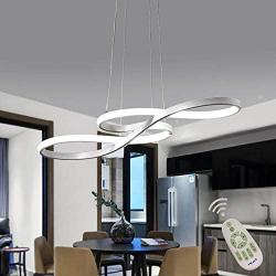 Modern LED Acrylic Chandelier Dining Room Dimmable 3000K~6500K Remote Control Pendant Lights Color/Brightness Adjustable Half Flush Mount Ceiling Hanging Lamp Fixture for Bedroom Livingroom Lighting