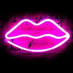 LED Neon Signs Lip Shaped Art Decorative Lights for Home Party Bar Pub Hotel Beach Recreational, Valentine’s Day, Christmas (Lip-Pink)