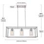 VINLUZ Modern Chandeliers 3 Lights with Clear Glass Shade Chrome Linear Pendant Lighting Industrial Dining Room Light Fixture Hanging Ceiling Light for Bar Kitchen Island