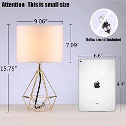 SOTTAE Modern Style Golden Hollowed Out Base Beside Living Room Bedroom Table Lamp, Desk Lamp with White Fabric Shade