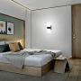 Lightess Modern Wall Sconces Set of 2, LED Hardwired Wall Lamp, Square Aluminum Wall Mount Sconce, Black Brushed Acrylic Up Down Wall Sconces for Bedroom Hallway Living Room, 12W Cool White