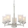 Kira Home Windsor 18.5'' Modern/Contemporary 5-Light Chandelier + Frosted White Linen Glass Shades, Brushed Nickel Finish