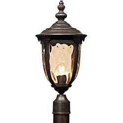 Bellagio Post Light Veranda Bronze 21'' Hammered Glass for Deck Porch Yard Patio - John Timberland