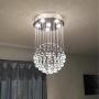 Flush Mount Crystal Chandelier Lighting Rain Drop Ceiling Light Fixture Pendant Lamp for Dining Room Living Room (6 Lights)
