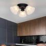 LHLYCLX Flush Mount Ceiling Light, Brown Finish, Farmhouse Black 3 Light Ceiling Chandelier Fixtures for Hallway, Kitchen, Bedroom and Bathroom (Bronze)