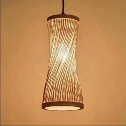 DLGGO Southeast Asian Tropical DIY Wicker Rattan Retro Lantern Pendant Lamp, Bamboo Spiral Shade, Bedroom Living Room Ceiling Chandelier Teahouse Dining Room Bar Cafe Club Single Head Hanging Lamp E27