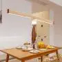 Modern LED Wooden Chandelier Dining Room Dimmable Remote Control Brightness Adjustable Pendant Lights Half Flush Mount Ceiling Hanging Lamp Fixture for Bedroom Livingroom Hanging Island Lighting 20W