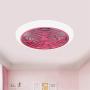 BAYCHEER Doughnut Ceiling Fan Lamp LED Acrylic Semi Flush Mounted Light with Remote Control 3 Light Color Changeable in for Kids Room Bedroom Dining Room Hall Kitchen,Pink