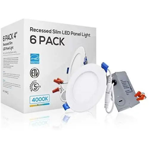 TORCHSTAR 4 Inch 10W Dimmable Slim LED Downlight with J-Box, 80W Eqv. Recessed Ceiling Light, 650lm, ETL & Energy Star Low Profile Light, 4000K Cool White, Pack of 6