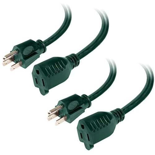 Pack of 2 Outdoor Extension Cords, 15 FT ea - 16/3 Durable Green 3 Prong Extension Cord Pack Pack of 2 Outdoor Extension Cords, 15 FT ea - 16/3 Durable Green 3 Prong Extension Cord Pack