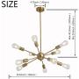 Sputnik Chandelier Lighting Adjustable 10 Light Brushed Brass Finish Modern Pendant Lighting Gold Vintage Modern Ceiling Lamp Fixture for Dining Room