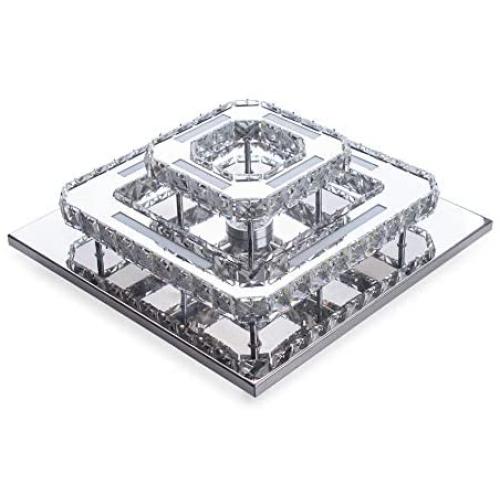 Crystal Chandeliers, Modern 2 Lights - Pendant Lighting Dimmer Ceiling Light Fixture LED Crystal Pendant Lamp for Kitchen, Living Room, Dining Room, Bedroom, Hallway, Stairway