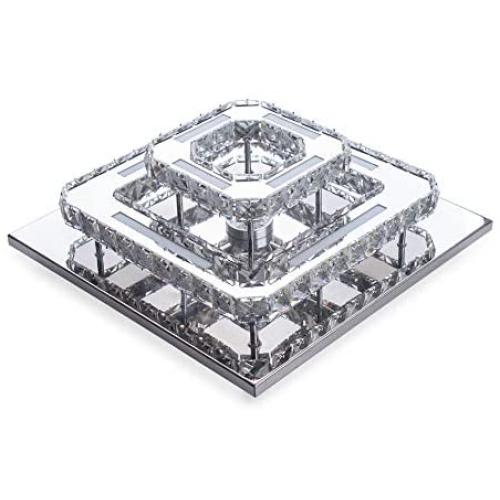 Crystal Chandeliers, Modern 2 Lights - Pendant Lighting Dimmer Ceiling Light Fixture LED Crystal Pendant Lamp for Kitchen, Living Room, Dining Room, Bedroom, Hallway, Stairway