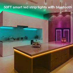 Led Strip Lights Bluetooth 50ft, 2 Rolls of 25ft Color Changing Lighting with App Control and Remote, Led Lights Music Sync, Multicolor Led Light Strips for Bedroom, Room, Home Decoration