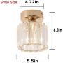 Jaycomey Crystal Ceiling Light,Mini Round Flush Mount Ceiling Light, Entryway Gold Pendant Light for Dining Room,Bedroom,Kitchen