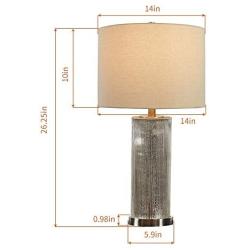 Maxax USB Table Lamp Sets of 2 Nightstand Lamps with Oatmeal Fabric Shade for Living Room and Bedroom,Nickel Finish