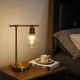 Popity home Industrial Glass Shade Metal Office Reading Gold Desk Lamp, Vintage Bedside Table Lamps for Living Room Bedroom Dorm